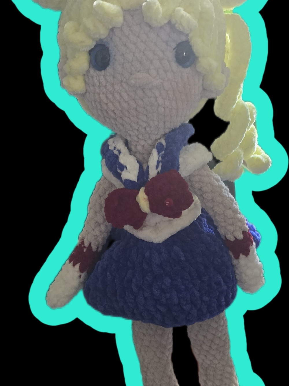 Handmade Plush Sailor Girl Doll - Blue Dress, Blonde Hair